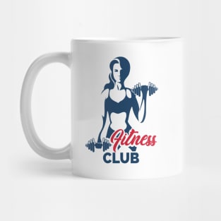 Fitness club emblem with training athletic woman Mug